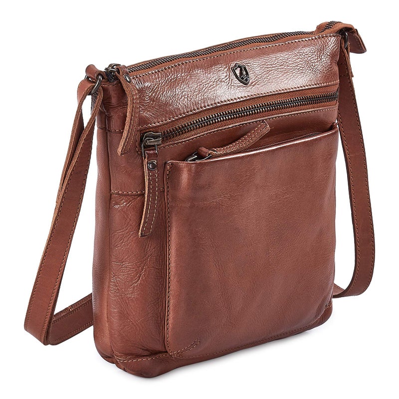 Cochoa Real Leather Purse for Women Crossbody Bag Travel Shoulder Handbag Small Vintage Pocketbook (Cognac Washed Vintage) - Image 3